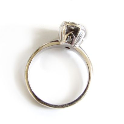 .14ct 14kt White Gold Round Modern Flower Fine Diamond Ring Size 6.5 