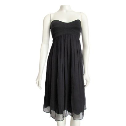 Diane Von Furstenberg Asti Black Strapless Silk Chiffon Dress sz 4