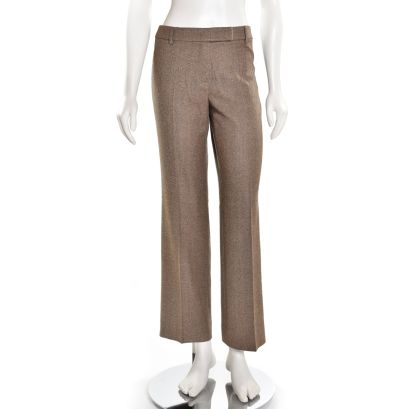 Fashion Trousers Woolen Trousers Rena Lange Woolen Trousers taupe business style 