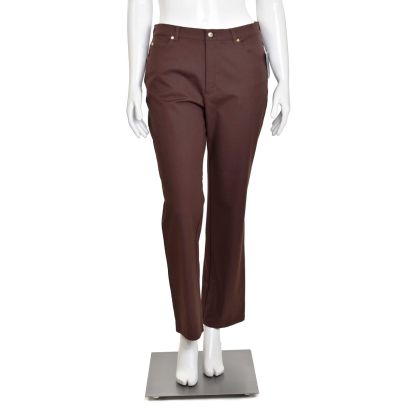 ESCADA - Brown Solid All Day Wear Trousers Polyester Cotton Elastane