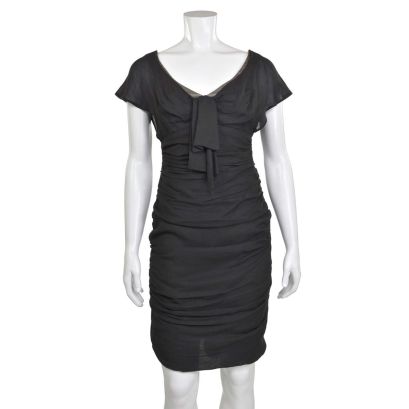 Nanette Lepore Black Ruched Sheath Dress sz 4