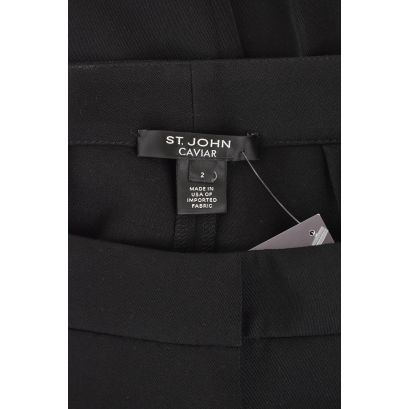 St. John Caviar Black Fine Wool Wide Leg Pants sz 2