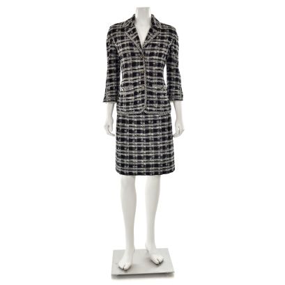 St. John Couture 2pc Plaid Skirt Suit