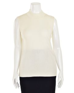 St. John Knits Ribbed Knit Mock Neck Top in Bright White