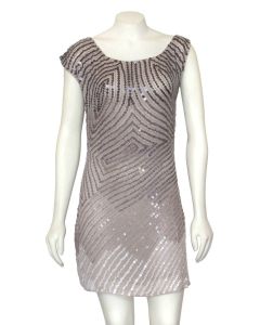 Alice + Olivia Taupe Beaded Cocktail Dress