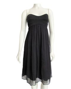 Diane Von Furstenberg Asti Black Strapless Silk Chiffon Dress