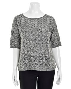 Eileen Fisher Black & White Organic Linen Lace Sweater