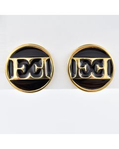 Escada Black & Gold EE Signature Earrings