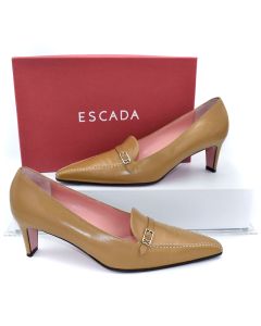 Escada Camel Leather Pointed Toe Pumps