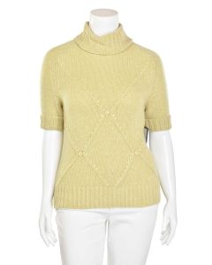 Escada Celery Cashmere Blend Short Sleeve T-Neck Sweater 