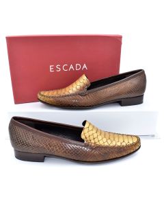 Escada Dark Brown-Bronze Moccasins Flats