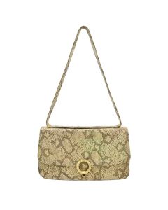 Escada Gold/Tan Iridescent Snake Print Handbag
