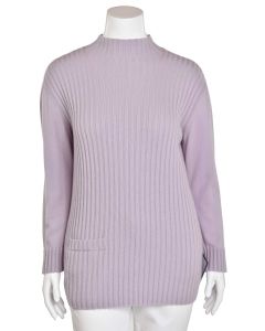 Escada Muted Lilac Mock Ribbed Sweater