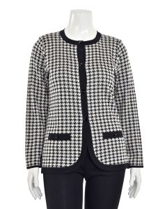 Exclusively Misook Black White Houndstooth Jacket