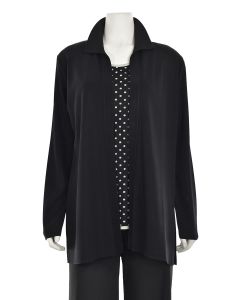 Exclusively Misook Long Black Acrylic Knit Duster Jacket