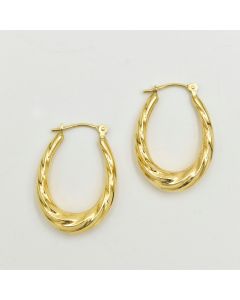 Fine 14K Yellow Gold Twisted Hoop Earrings