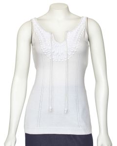 Milly Off-White Beaded Stretch Knit Top
