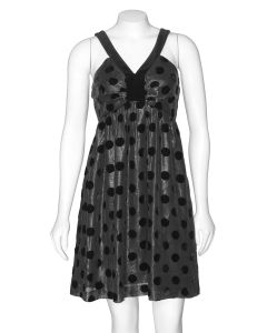 Milly of New York Black Velvet Polka-Dot Dress