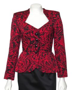 Vintage Vicky Tiel Red & Black Satin Evening Jacket
