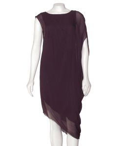 Helmut Lang Asymmetrical Silk Dress in Dark Brown