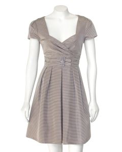 Nanette Lepore Taupe Taffeta Cocktail Dress with Crystal Accents