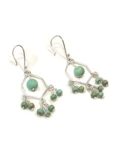 Turquoise Beaded Sterling Silver Earrings by Archive Silver Jewelry