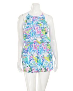 Lilly Pulitzer Dayley Romper in Multi Popup Wish You Were Here