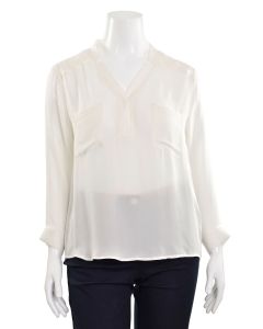 Love Token Soft White Semi-Sheer 100% Silk Tunic Blouse