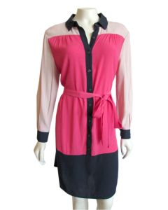 Maeve Colorblock Shirtdress in Pink & Navy