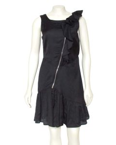 Marc by Marc Jacobs Black Asymmetrical Zip Dress with Ruffle