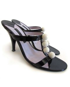 Marc by Marc Jacobs Black Patent Leather Strappy Ball Sandals