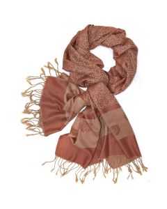 Muted Coral Damask 100% Cashmere Scarf