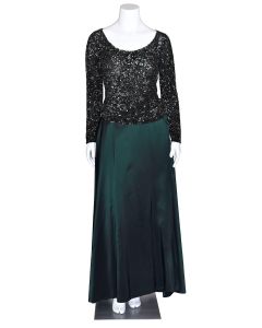 Naeem Khan 2Pc Sequin Top & Dark Forest Green Skirt Set