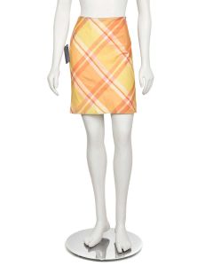 Ralph Lauren Black Label Orange Plaid Silk Skirt