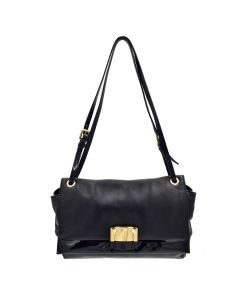 Salvatore Ferragamo Helen Nappa/Patent Leather Shoulder Bag in Black