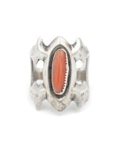 Sand Cast Sterling Silver / Coral Ring