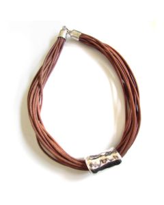 Silpada Electroform Brown Leather Multi-Strand Necklace #N0905 
