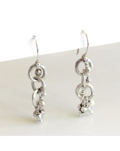 Small Sterling Silver Beaded Chain Drop Earrings
