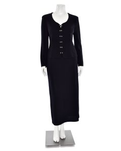 St. John 2Pc Crystal Jacket & Evening Skirt Suit in Black