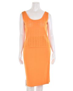St. John 2Pc Open-Knit Top & Skirt Set in Light Orange