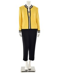St. John 3Pc Casual Pant Suit in Chrome Yellow/Black/Bright White