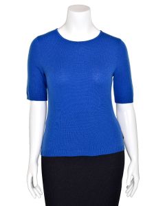 St. John Blue Diamond 100% Cashmere Short Sleeve Sweater