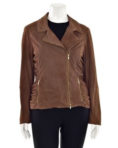 St. John Boutiques Ruched Suede Jacket in Brown