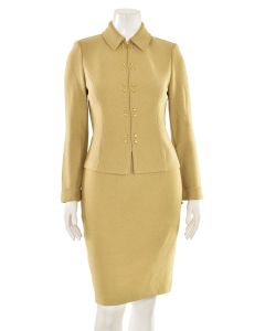 St. John Collection 2Pc Jacket & Skirt Suit in Gold Shimmer