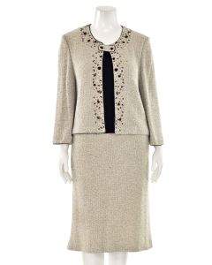 St. John Collection 2Pc Jeweled Tweed Skirt Suit in Natural Multi