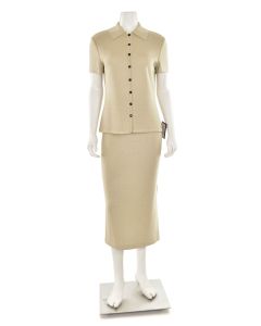 St. John Collection 2pc Khaki Textured Skirt Suit