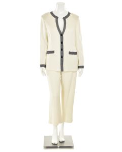 St. John Collection 2Pc Pant Suit in Bright White/Black