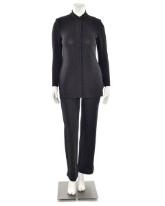 St. John Collection 2Pc Pantsuit in Charcoal Gray Santana Knit