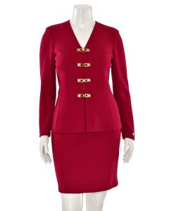St. John Collection 2Pc Skirt Suit in Dark Red Santana Knit