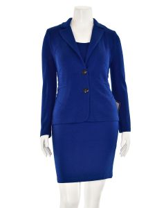 St. John Collection 3Pc Jacket Top & Skirt Suit in Blue
